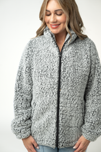 Load image into Gallery viewer, Two Tone Fullzip Sherpa - Charcoal and White
