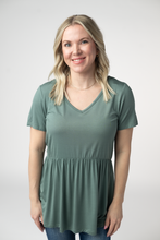 Load image into Gallery viewer, Sarah Ruffle Short Sleeve - Dusty Jade
