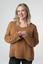 Load image into Gallery viewer, Crochet Sleeve Top - Camel