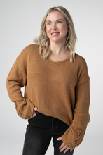 Load image into Gallery viewer, Crochet Sleeve Top - Camel