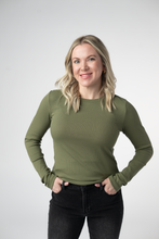 Load image into Gallery viewer, Reese Ribbed Long Sleeve Top - Olive