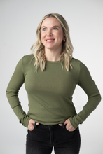 Load image into Gallery viewer, Reese Ribbed Long Sleeve Top - Olive
