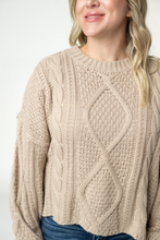 Load image into Gallery viewer, Cable Knit Sweater - Latte