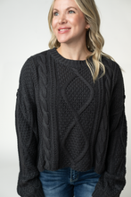 Load image into Gallery viewer, Cable Knit Sweater - Charcoal