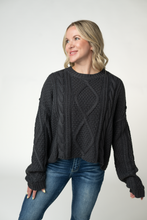 Load image into Gallery viewer, Cable Knit Sweater - Charcoal