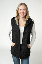 Load image into Gallery viewer, Heather Geometric Hooded Vest - Black