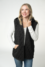 Load image into Gallery viewer, Heather Geometric Hooded Vest - Black