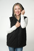 Load image into Gallery viewer, Heather Geometric Hooded Vest - Black