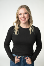 Load image into Gallery viewer, Reese Ribbed Long Sleeve Top - Black
