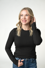 Load image into Gallery viewer, Reese Ribbed Long Sleeve Top - Black