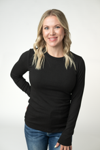 Load image into Gallery viewer, Reese Ribbed Long Sleeve Top - Black