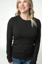 Load image into Gallery viewer, Reese Ribbed Long Sleeve Top - Black