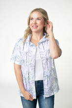 Load image into Gallery viewer, Short Sleeve Hoodie - Neon Palm Trees