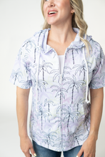 Load image into Gallery viewer, Short Sleeve Hoodie - Neon Palm Trees