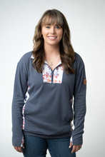Load image into Gallery viewer, Rowan Zip Pullover - Slate Blue and Autumn Watercolor