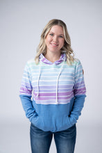 Load image into Gallery viewer, Hailey Pullover Hoodie - Rainbow Stripes and Blue
