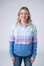 Load image into Gallery viewer, Hailey Pullover Hoodie - Rainbow Stripes and Blue