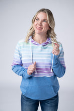 Load image into Gallery viewer, Hailey Pullover Hoodie - Rainbow Stripes and Blue