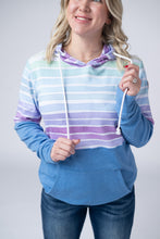 Load image into Gallery viewer, Hailey Pullover Hoodie - Rainbow Stripes and Blue