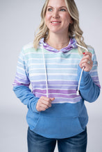 Load image into Gallery viewer, Hailey Pullover Hoodie - Rainbow Stripes and Blue