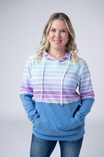 Load image into Gallery viewer, Hailey Pullover Hoodie - Rainbow Stripes and Blue