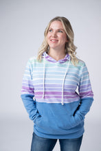 Load image into Gallery viewer, Hailey Pullover Hoodie - Rainbow Stripes and Blue