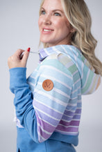 Load image into Gallery viewer, Hailey Pullover Hoodie - Rainbow Stripes and Blue