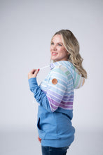 Load image into Gallery viewer, Hailey Pullover Hoodie - Rainbow Stripes and Blue