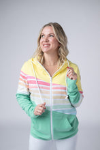 Load image into Gallery viewer, Colorblock Fullzip - Yellow, Rainbow Stripes, and Lime