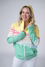 Load image into Gallery viewer, Colorblock Fullzip - Yellow, Rainbow Stripes, and Lime