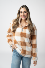 Load image into Gallery viewer, Sherpa Plaid Pullover - Camel