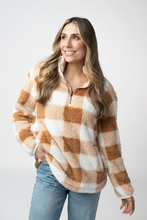 Load image into Gallery viewer, Sherpa Plaid Pullover - Camel
