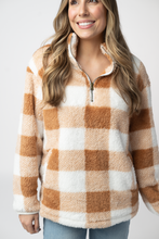 Load image into Gallery viewer, Sherpa Plaid Pullover - Camel