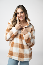 Load image into Gallery viewer, Sherpa Plaid Pullover - Camel