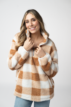 Load image into Gallery viewer, Sherpa Plaid Pullover - Camel