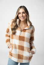 Load image into Gallery viewer, Sherpa Plaid Pullover - Camel