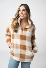 Load image into Gallery viewer, Sherpa Plaid Pullover - Camel