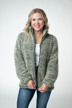 Load image into Gallery viewer, Two Tone Fullzip Sherpa - Olive and White