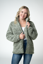 Load image into Gallery viewer, Two Tone Fullzip Sherpa - Olive and White