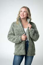 Load image into Gallery viewer, Two Tone Fullzip Sherpa - Olive and White