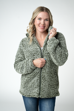 Load image into Gallery viewer, Two Tone Fullzip Sherpa - Olive and White