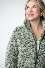 Load image into Gallery viewer, Two Tone Fullzip Sherpa - Olive and White