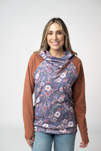 Load image into Gallery viewer, Classic Zoey ZipCowl Sweatshirt - Blushwood Floral and Terra Cotta