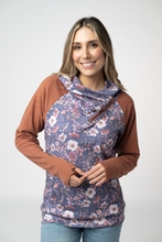 Load image into Gallery viewer, Classic Zoey ZipCowl Sweatshirt - Blushwood Floral and Terra Cotta