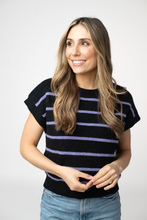 Load image into Gallery viewer, Striped Sweater Top - Black and Purple