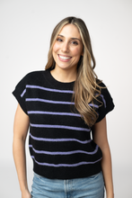 Load image into Gallery viewer, Striped Sweater Top - Black and Purple