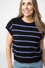 Load image into Gallery viewer, Striped Sweater Top - Black and Purple