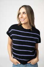 Load image into Gallery viewer, Striped Sweater Top - Black and Purple