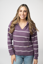 Load image into Gallery viewer, Maddie Striped Hoodie - Purple