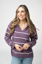 Load image into Gallery viewer, Maddie Striped Hoodie - Purple
